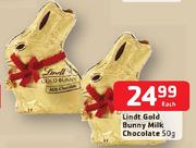 Lindt Gold Bunny Milk Chocolate-50g Each
