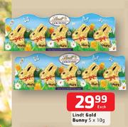 Lindt Gold Bunny-5x10g Each