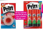 Pritt Multi-Pack Glue Stick-3 x 43g & Pritt Crystal Clear Tape-19mm x 25m
