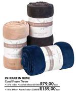 In House In Home Coral Fleece Throw-Each