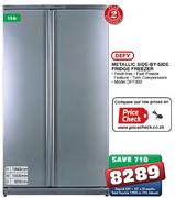 Defy Metallic Side-By-Side Fridge Freezer-594Ltr
