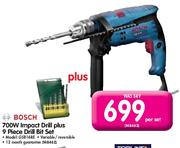  Bosch 700W Impact Drill Plus 9 Piece Drill Bit Set-Per Set