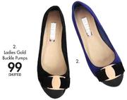 Ladies Gold Buckle Pumps