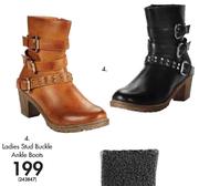 Ladies Stud Buckle Ankle Boots