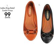Ladies Ring Detail Suede Pumps