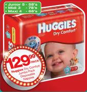 Huggies Dry Comfort Jumbo Pack Disposable Nappies Midi 3-78's Per Pack