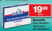 Bennetts Eazi-Breathe Vapocaps for Inhalation-10's
