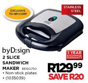 byD:sign 2 Slice Sandwich Maker(BDSG750)