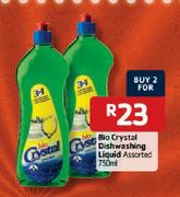 Bio Crystal Dishwashing Liquid Assorted-2 x 750ml