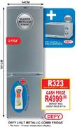 Defy Metallic Combi Fridge-315Ltr