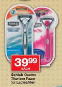 Schick Quattro Titanium Razor For Ladies/Men-Each
