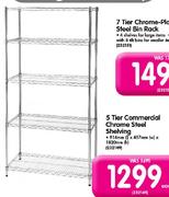 5 Tier Commercial Chrome Steel Shelving-Each