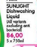 Sunlight Dishwashing Liquid-5 x 750ml