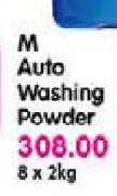 M Auto Washing Powder-8 x 2Kg Pack + Free M 750ml Dishwash Liquid Refill