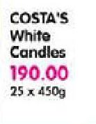 Costa's White Candles-25X450g