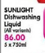 Sunlight Dishwashing Liquid-5X750ml