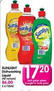 Sunlight Dishwashing Liquid-750ml Each