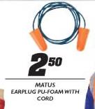 Matus Earplug Pu-Foam With Cord