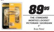 The Standard Mortice Lockset Victorian/Georgian Brass Plated-8"