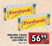 Freshpak T/Bags 10s Rooibos T\Less Strip Pk-20 x 10's