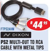  PS2 Multi-Out To RCA Cable With Metal Tips