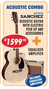 Sanchez Acoustic Guitar With Electric Pick Up and Accessories(ACP14CEQ) + Equaliser Amplifier