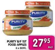 Purity B/F 1st Food Apples-6x80Ml