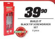 Build It Black Tip Screwdriver Set-6 Piece