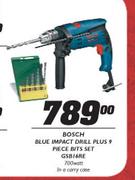 Bosch Blue Impact Drill Plus 9 Piece Bits Set GSB16RE-700 Watt