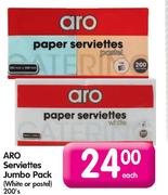 Aro Serviettes Jumbo Pack (white or Pastel)-200's Each