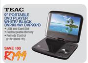 Teac 9" Portable DVD Player White/Black(DVP937W/DVP937B)
