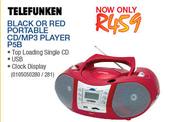 Telefunken Black Or Red Portable CD/MP3 Player (P5B)-Each