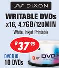 Dixon Writable DVDs x16, 4.7GB/120Min 10 DVDs(DVDR10)