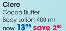 Clere Cocoa Butter Body Lotion-400Ml