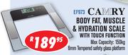 Camry Body Fat, Muscle & Hydration Scale With Touch Function
