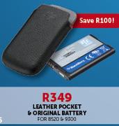 Blackberry Leather Pocket & Original Battery For 8520 & 9320