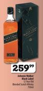 Johnnie Walker Black Label 12 Year Old Blended Scotch Whisky-750ml