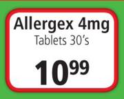 Allergex 4mg Tablets-30's