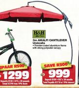 H&H Collection 3m Amalfi Cantilever Umbrella