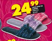 Ladies Open Toe Slippers Sizes 3-8-Per Pair