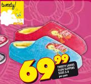 Tweety Ladies Clog Slippers Sizes 3-8-Per Pair
