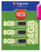 Verbatim 3 x 8GB USB Flash Drives