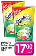 Sunlight Dishwashing Liquid Refill-750ml Each