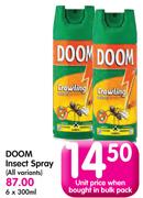 Doom Insect Spray(All Variants)-6x300ml