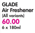 Glade Air Freshener(All Variants)-6X180ml