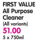 First Value All Purpose Cleaner(All Variants)-5X750ml