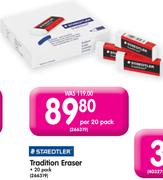  Staedtler Tradition Eraser-Per 20 Pack