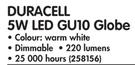 Duracell 5W LED GU10 Globe