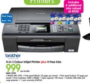 Brother 4-In-1 Colour Inkjet Printer MFC-J220 Plus 4 Free Inks