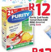 Purity 2nd Foods Cereal (Just Add Milk) - 200g